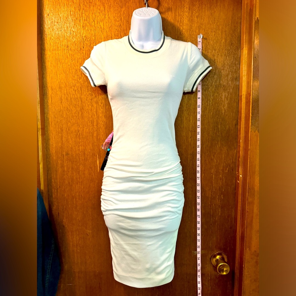 Sporty James Perse midi dress with ruching. No specific size to note, but TINY!